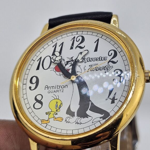 VTG Armitron Sylvester Tweety Bird Watch 40MM 1994 New Leather Bands New Battery - Picture 5 of 16
